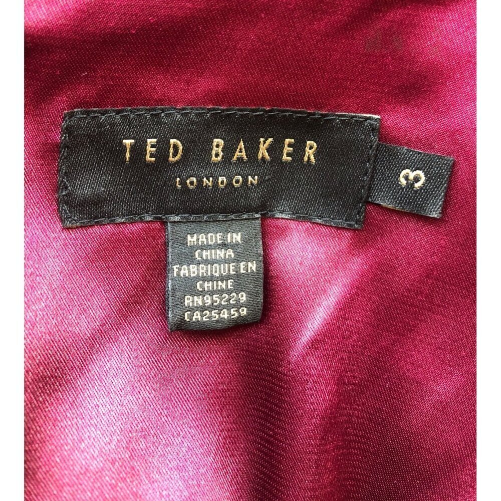 Ted Baker London High Low Burgundy Kandal Dress Size 3 - Picture 8 of 13